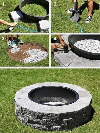 Circular concrete fire pit