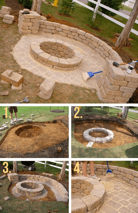 Half wall fire pits