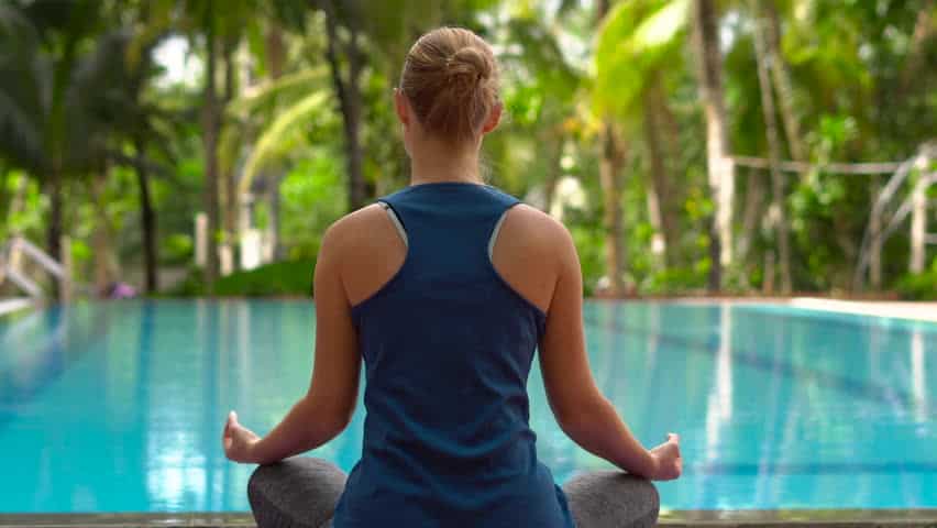 Meditation area near pool