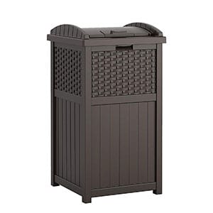 suncast 33 gallon hideaway can resin outdoor trash