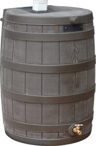 water drum Good Ideas RW50-OAK Rain Wizard Rain Barrel 50-Gallon, Oak